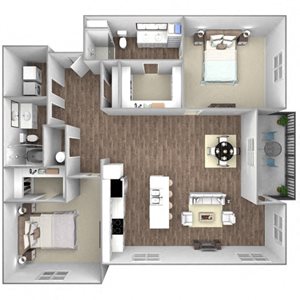 Floorplan E3: 2 Bedroom, 2 Bathroom - 1338 SF